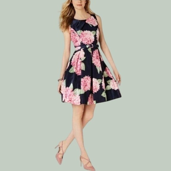 Jessica Howard Dresses & Skirts - Jessica Howard Floral Fit & Flare Dress Womens 8 Navy Pink Summer Spring Party
